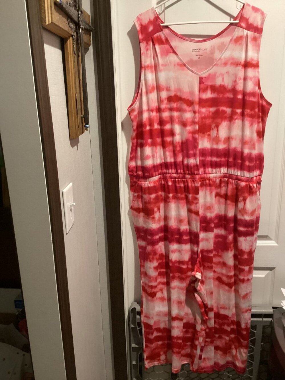 NWOT Women's COMFORT CODE by Cuddl Duds Pink Tie Dye Tank Jumpsuit - Size 3X